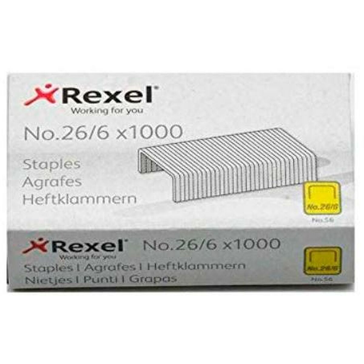Hæfteklammer Rexel 1000 Dele 26/6 (20 enheder)